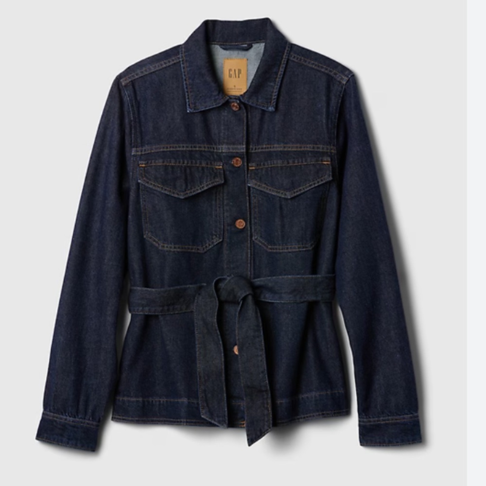 NWT Gap Ultrasoft Denim Belted Jacket